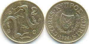 2 Цент Кіпр (1960 - ) Нікель/Латунь 