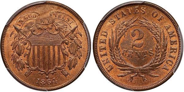 2 Цент США (1776 - ) Цинк/Олово/Медь 