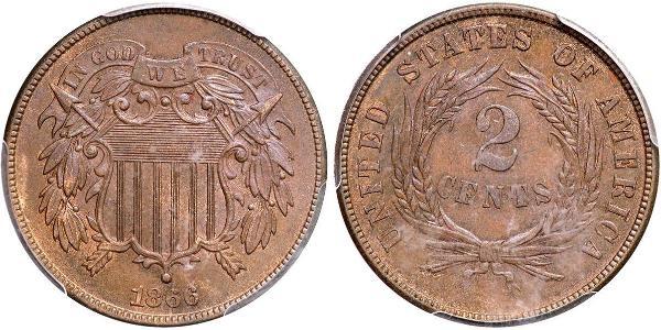 2 Цент США (1776 - ) Цинк/Олово/Медь 