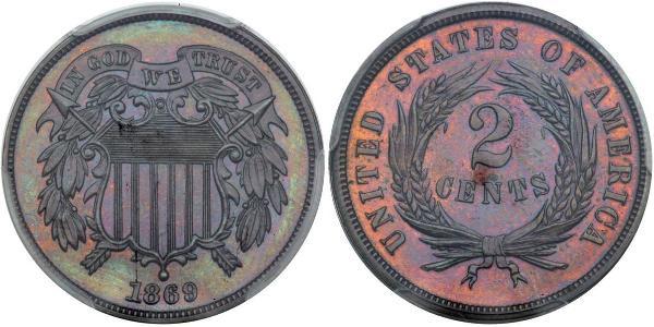 2 Цент США (1776 - ) Цинк/Олово/Медь 