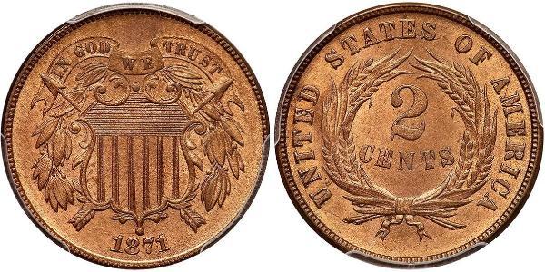 2 Цент США (1776 - ) Цинк/Олово/Медь 
