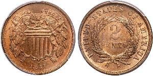 2 Цент США (1776 - ) Цинк/Олово/Мідь 