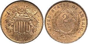 2 Цент США (1776 - ) Цинк/Олово/Мідь 