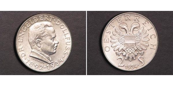 2 Шиллинг Federal State of Austria (1934-1938) Серебро 
