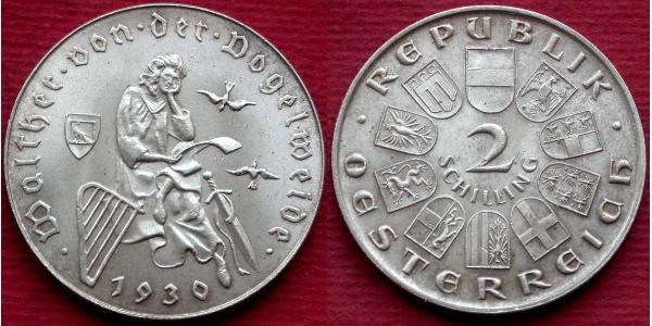 2 Шиллинг Первая Австрийская Республика (1918-1934) Серебро 