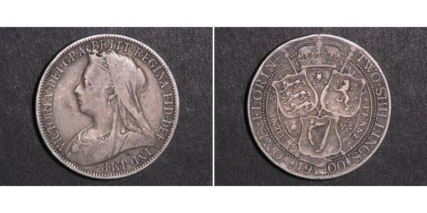 2 Шиллинг / 1 Флорин Соединённое королевство Великобритании и Ирландии (1801-1922) Серебро Виктория (1819 - 1901)