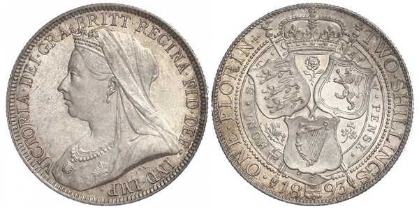 2 Шиллинг / 1 Флорин Соединённое королевство Великобритании и Ирландии (1801-1922) Серебро Виктория (1819 - 1901)
