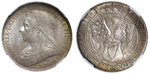 2 Шиллинг / 1 Флорин Соединённое королевство Великобритании и Ирландии (1801-1922) Серебро Виктория (1819 - 1901)