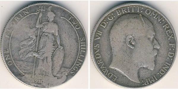 2 Шилінг Сполучене королівство Великобританії та Ірландії (1801-1922) Срібло Едвард VII (1841-1910)