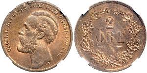 2 Эре United Kingdoms of Sweden and Norway (1814-1905)  Оскар II (1829-1907)