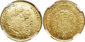 2 Эскудо Испанская империя (1700 - 1808) Золото Карл IV король Испании (1748-1819)