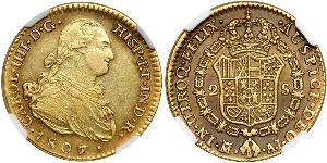 2 Эскудо Испанская империя (1700 - 1808) Золото Карл IV король Испании (1748-1819)
