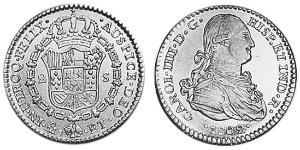 2 Эскудо Новая Испания (1519 - 1821) Золото Карл IV король Испании (1748-1819)