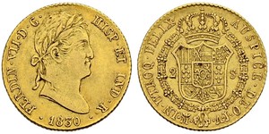 2 Эскудо Новая Испания (1519 - 1821) Золото Фердинанд VII король Испании (1784-1833)