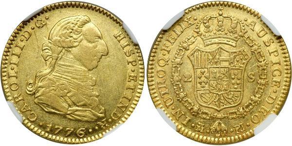 2 Эскудо Перу Золото Карл III король Испании (1716 -1788)