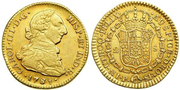 2 Эскудо Перу Золото Карл III король Испании (1716 -1788)