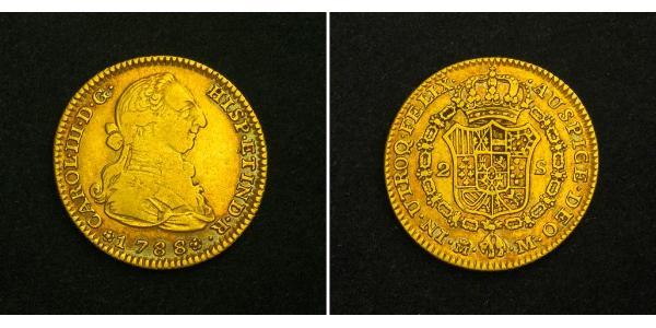 2 Эскудо Перу Золото Карл III король Испании (1716 -1788)