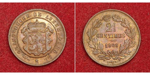 2½ Centime Luxemburg Kupfer Wilhelm III. (Niederlande)