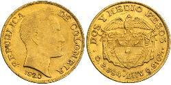 2½ Песо Республіка Колумбія (1886 - ) Золото Simon Bolivar (1783 - 1830)