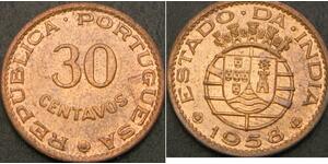 30 Centavo India portuguesa (1510-1961) Bronce 