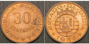 30 Centavo India portuguesa (1510-1961) Bronce 