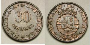 30 Centavo India portuguesa (1510-1961) Bronce 