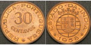 30 Centavo India portuguesa (1510-1961) Bronce 
