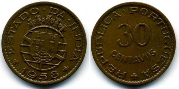 30 Centavo Inde portugaise (1510-1961) Bronze 