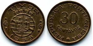 30 Centavo Portogallo / Timor Est (1702 - 1975) Bronzo 