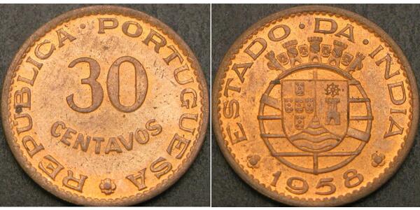 30 Centavo 葡屬印度 (1505 - 1961) 青铜 