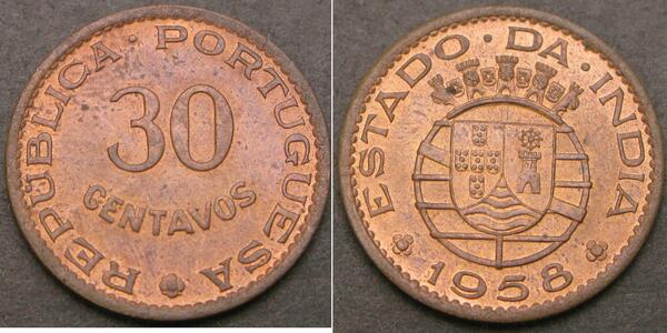 30 Centavo 葡屬印度 (1505 - 1961) 青铜 