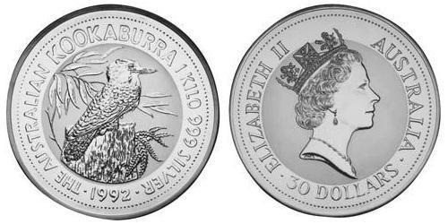 30 Dollar Australie (1939 - ) Argent Elizabeth II (1926-2022)