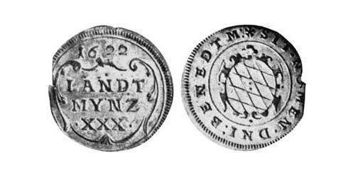 30 Kreuzer Ducado de Baviera (907 - 1623) Plata Maximiliano I, duque y elector de Baviera(1573 – 1651)