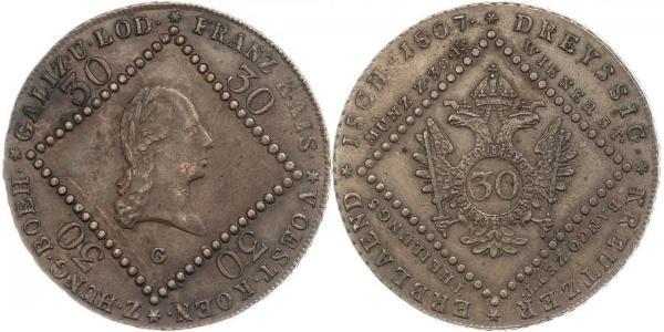 30 Kreuzer Impero austriaco (1804-1867) Rame Francis II, Holy Roman Emperor (1768 - 1835)