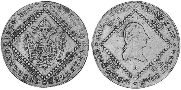 30 Крейцер Австрійська імперія (1804-1867) Мідь Francis II, Holy Roman Emperor (1768 - 1835)