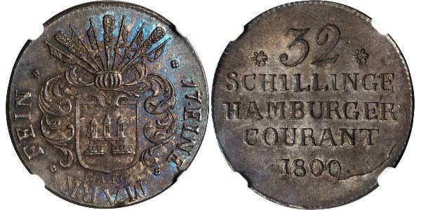 32 Shilling States of Germany Plata 