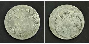 3/4 Rouble / 5 Zloty Empire russe (1720-1917) Argent Nicolas I (1796-1855)