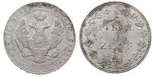 3/4 Rouble / 5 Zloty Empire russe (1720-1917) Argent Nicolas I (1796-1855)