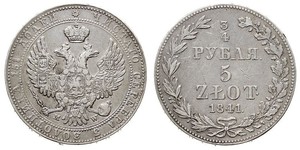 3/4 Rubel / 5 Zloty Russisches Reich (1720-1917) Silber Nikolaus I (1796-1855)