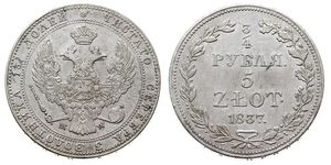 3/4 Rublo / 5 Zloty Impero russo (1720-1917) Argento Nicola I (1796-1855)