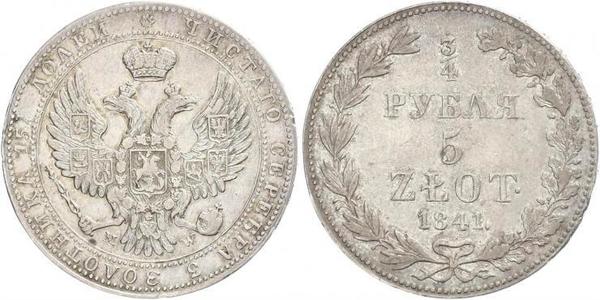3/4 Rublo / 5 Zloty Impero russo (1720-1917) Argento Nicola I (1796-1855)