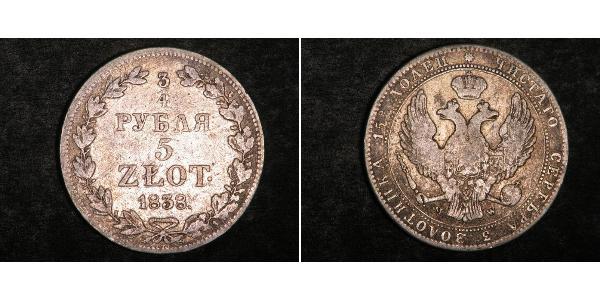 3/4 Rublo / 5 Zloty Impero russo (1720-1917) Argento Nicola I (1796-1855)
