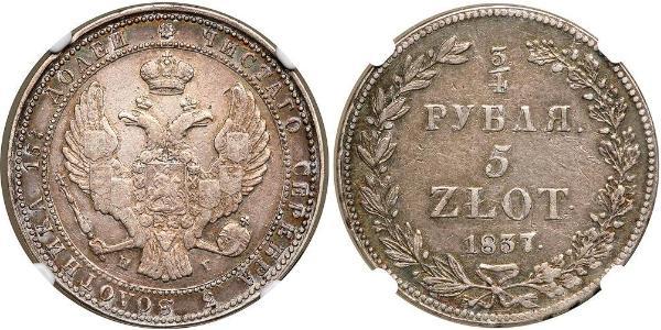 3/4 Rublo / 5 Zloty Impero russo (1720-1917) Argento Nicola I (1796-1855)