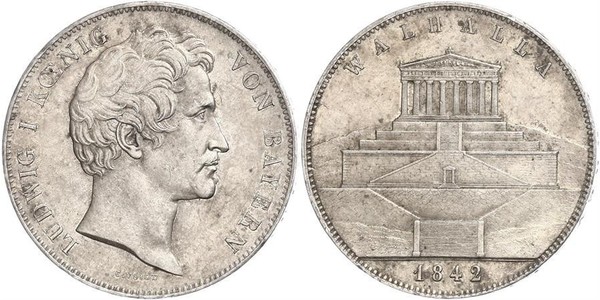 3.5 Гульден / 2 Талер Королівство Баварія (1806 - 1918) Срібло Людвиг I (король Баварії)(1786 – 1868)