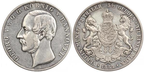 3.5 Гульден / 2 Талер Королівство Ганновер (1814 - 1866) Срібло Георг V (король Ганновера) (1819 - 1878)