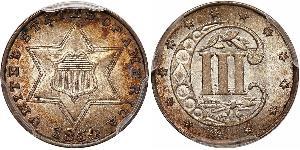 3 Cent Estados Unidos de América (1776 - ) Cobre/Plata 