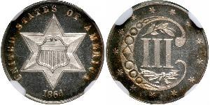 3 Cent Estados Unidos de América (1776 - ) Cobre/Plata 