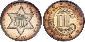 3 Cent Estados Unidos de América (1776 - ) Cobre/Plata 