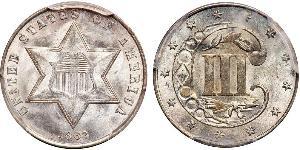 3 Cent Estados Unidos de América (1776 - ) Cobre/Plata 