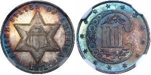 3 Cent Estados Unidos de América (1776 - ) Cobre/Plata 